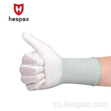 Guantes protectores de mano al por mayor hespax 13g poliéster pu